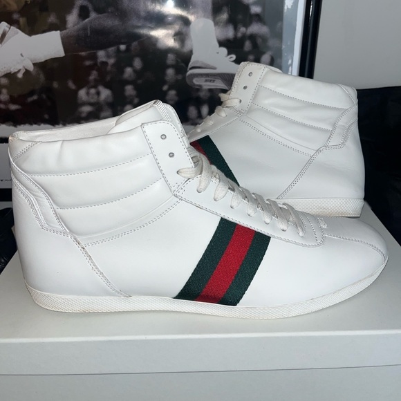 Gucci Other - Gucci Web Accent Leather High Sneakers
